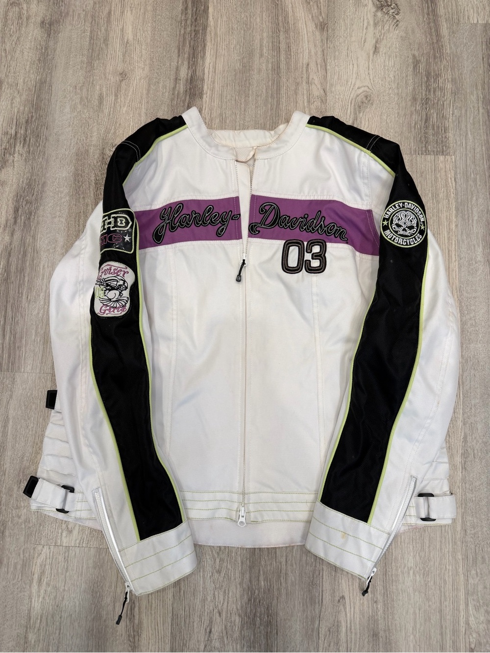 Harley-Davidson Women’s 2XL White Purple Riding Motorcycle Jacket Biker